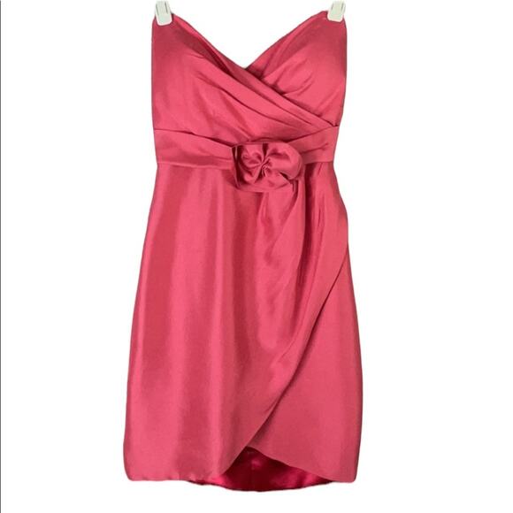 Jenny Yoo Collection Silk Mini Strapless Dress Coral Pink Size 2 - Picture 1 of 11